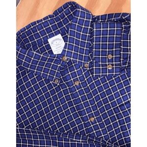 Brooks Brothers Large Regent Cotton Pocket Flannel Blue Plaid Button Down New‎